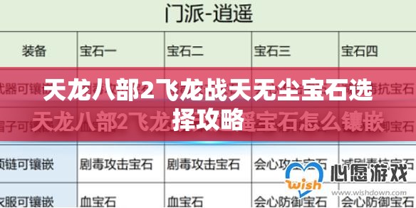 天龙八部2飞龙战天无尘宝石选择攻略