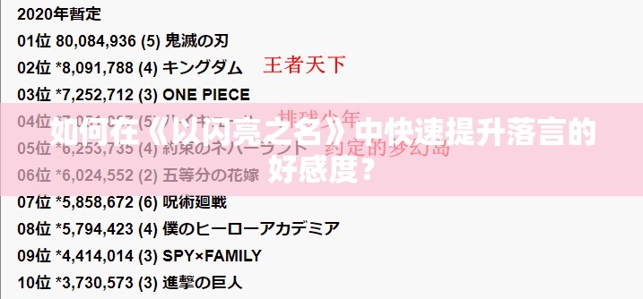 如何在《以闪亮之名》中快速提升落言的好感度？